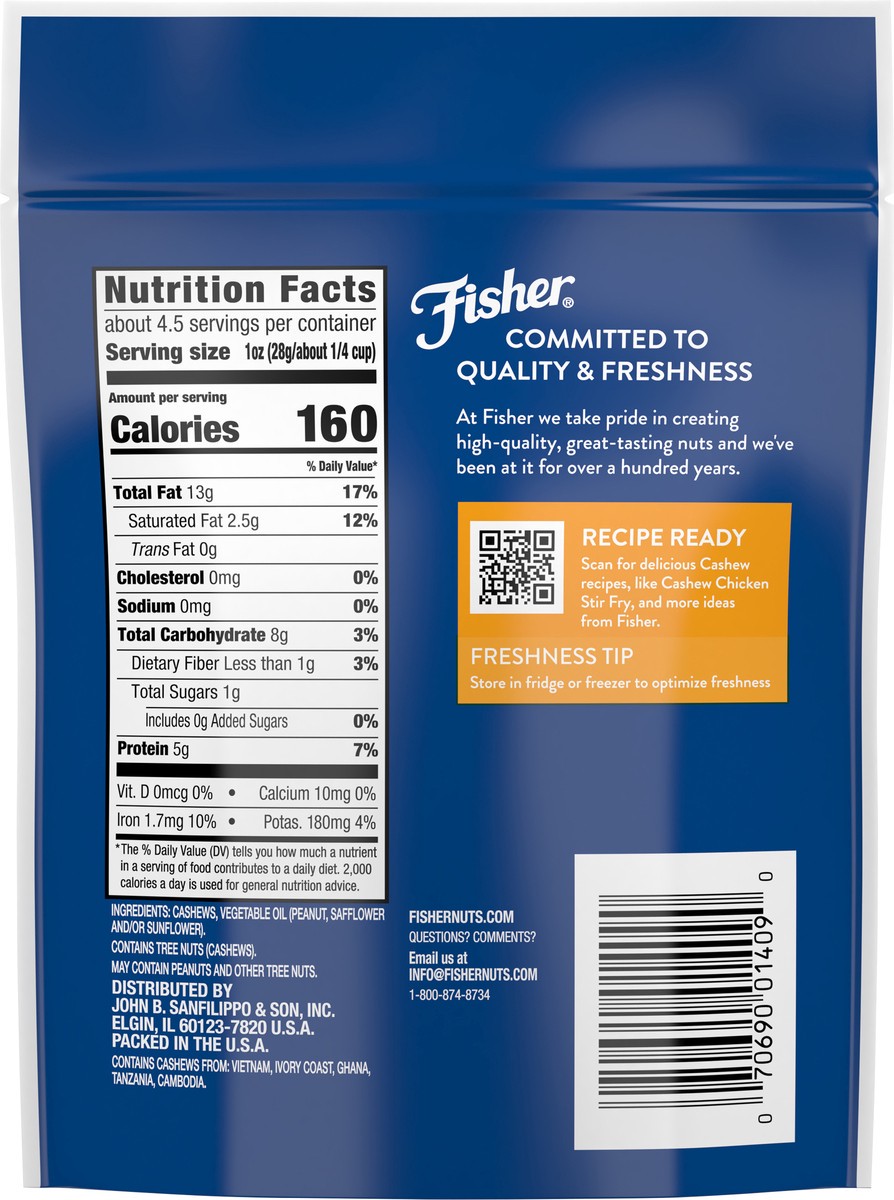 slide 5 of 9, Fisher One-Cup Pack Cashews Halves & Pieces, 4.3 oz