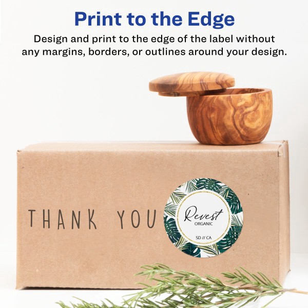 slide 7 of 8, Avery Print-To-The-Edge Labels, 22891, 3", Glossy White, 6 Labels Per Sheet, Pack Of 10 Sheets, 10 ct