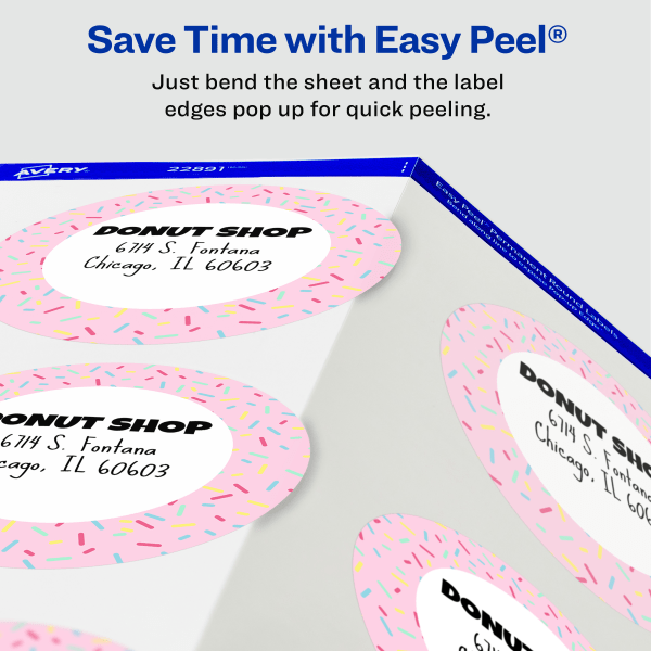 slide 8 of 8, Avery Print-To-The-Edge Labels, 22891, 3", Glossy White, 6 Labels Per Sheet, Pack Of 10 Sheets, 10 ct