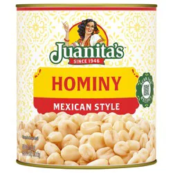 Juanita's Foods Mexican Style Hominy, Canned Hominy, 110 oz