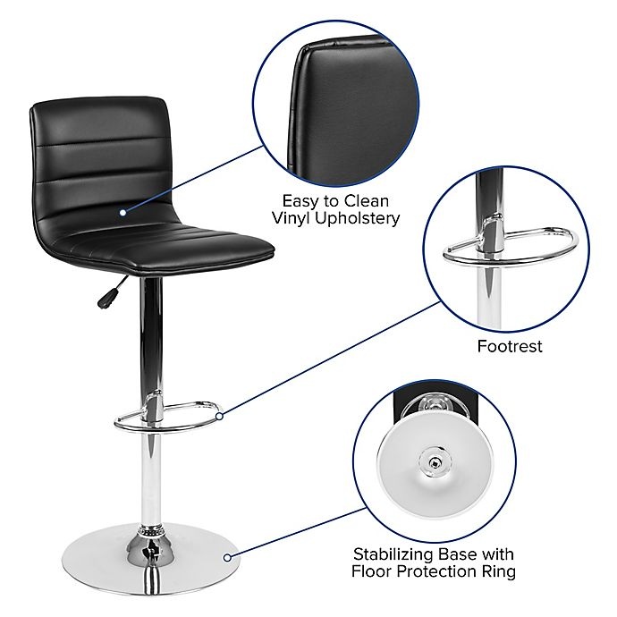 slide 6 of 13, Flash Furniture Contemporary Height Adjustable Vinyl Bar Stool - Black, 1 ct