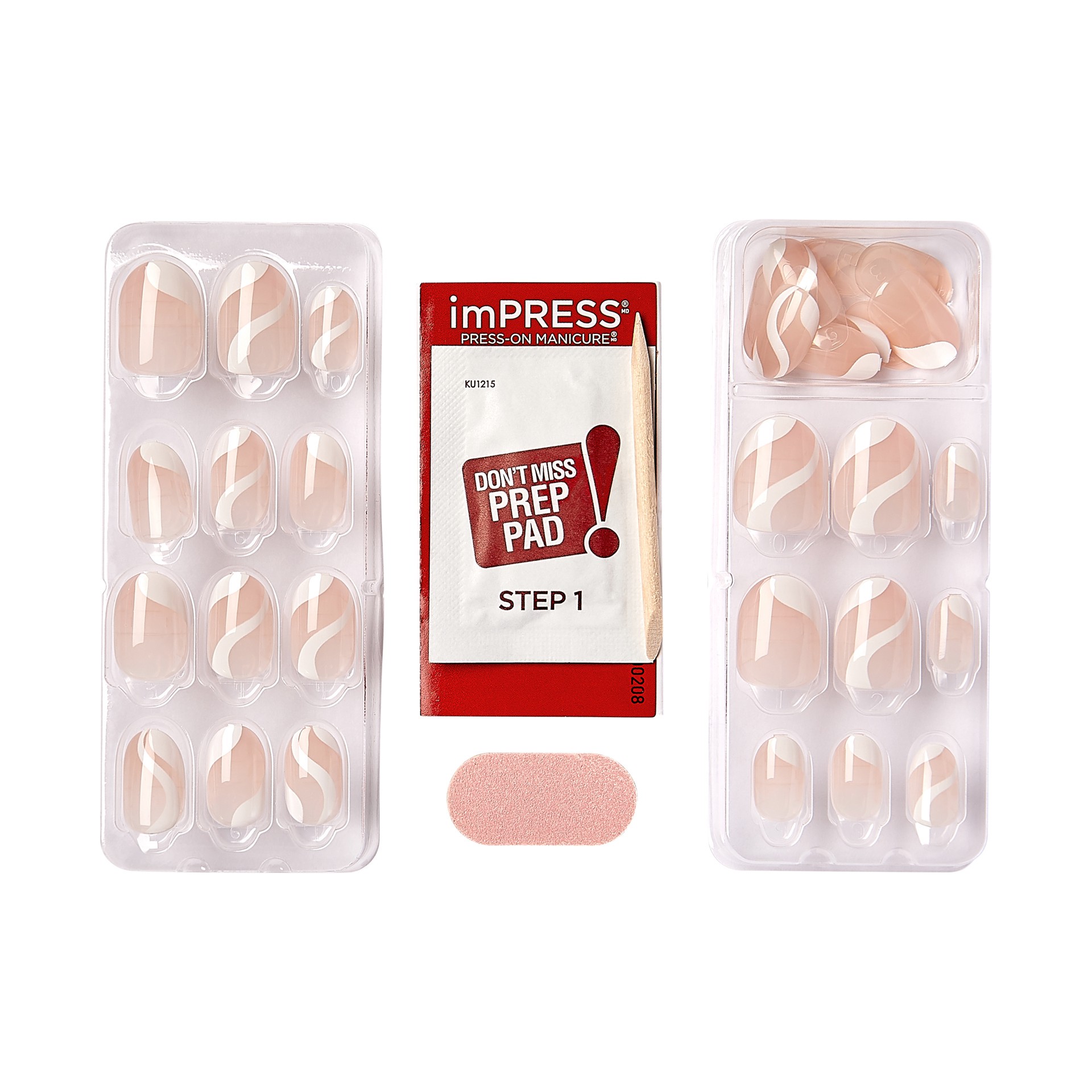 slide 4 of 5, imPRESS KISS imPRESS Press-On Nails Glossy Solid White, Short Size, Oval Shape, 34 pc