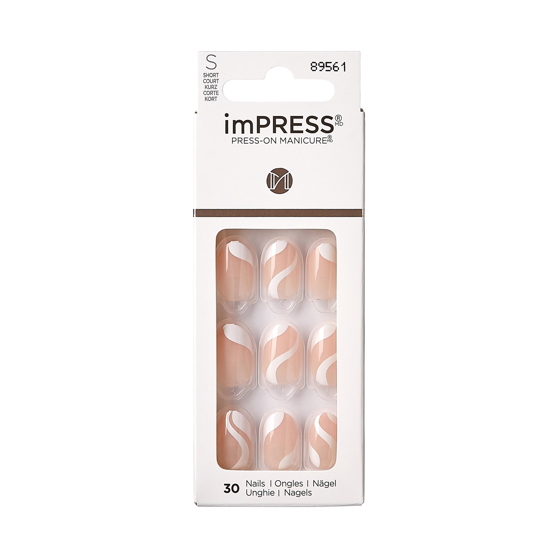 slide 1 of 5, imPRESS KISS imPRESS Press-On Nails Glossy Solid White, Short Size, Oval Shape, 34 pc