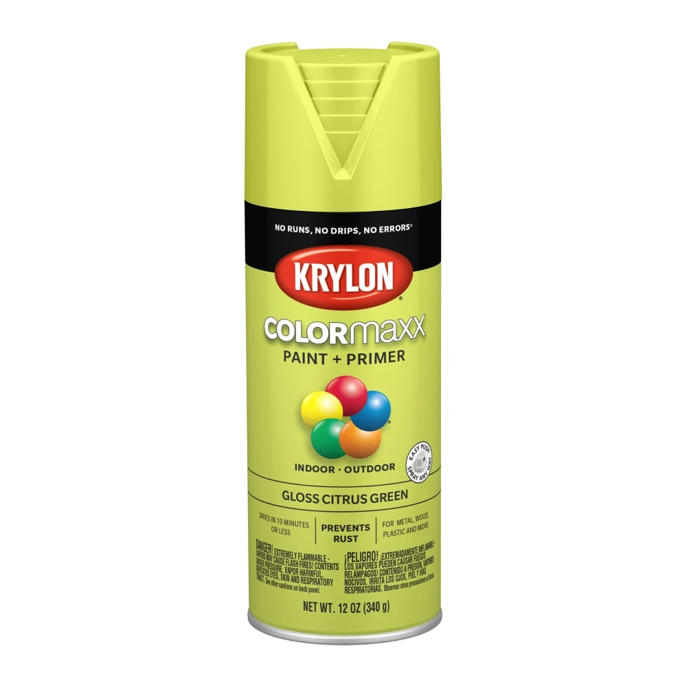 slide 1 of 1, Krylon Colormaxx Gloss Paint & Primer - Citrus Green, 12 oz