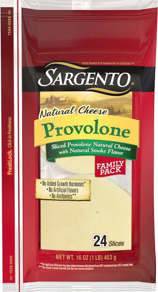 slide 8 of 9, Sargento Sliced Provolone Natural Cheese with Natural Smoke Flavor, 24 Slices, 24 ct; 16 oz