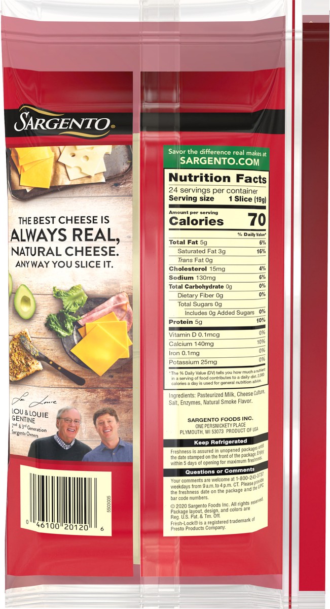 slide 6 of 9, Sargento Sliced Provolone Natural Cheese with Natural Smoke Flavor, 24 Slices, 24 ct; 16 oz