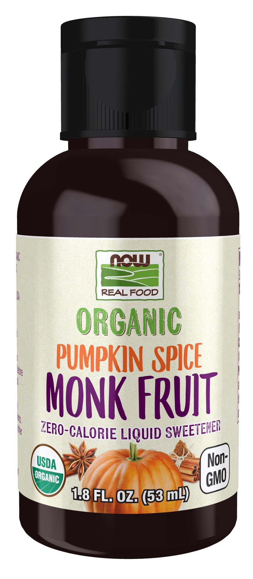 slide 1 of 4, NOW Natural Foods Monk Fruit Pumpkin Spice Liquid, Organic - 1.8 fl. oz., 2 fl oz