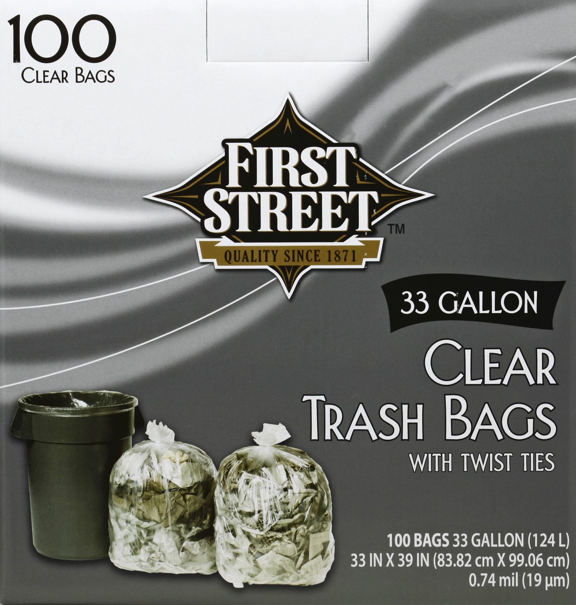 slide 4 of 4, First Street Clear Can Liner, 100 ct