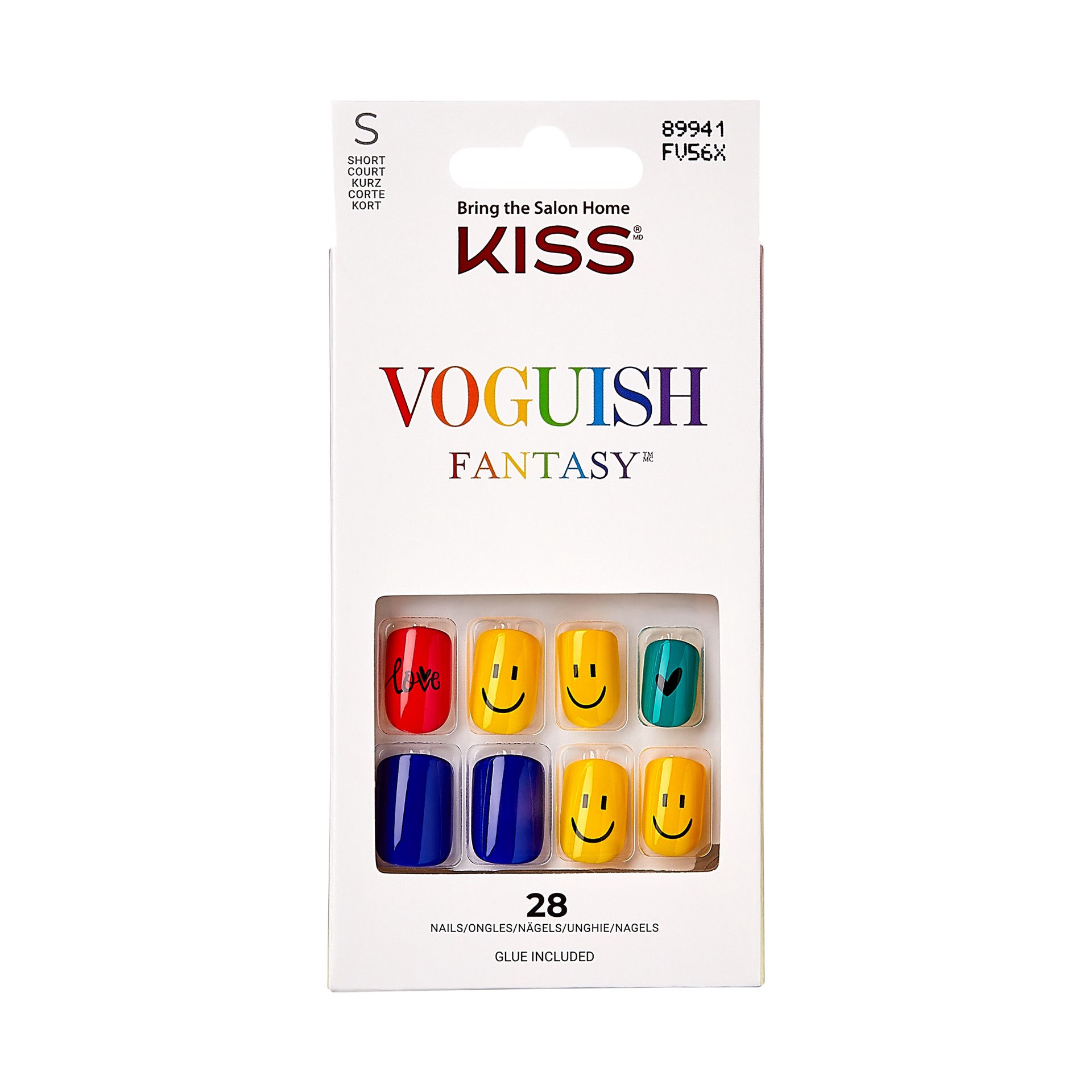 slide 1 of 5, KISS Voguish Fantasy Pride Press-On Nails, Rainbow, Short Length, Square Shape, 31 Ct., 31 pc
