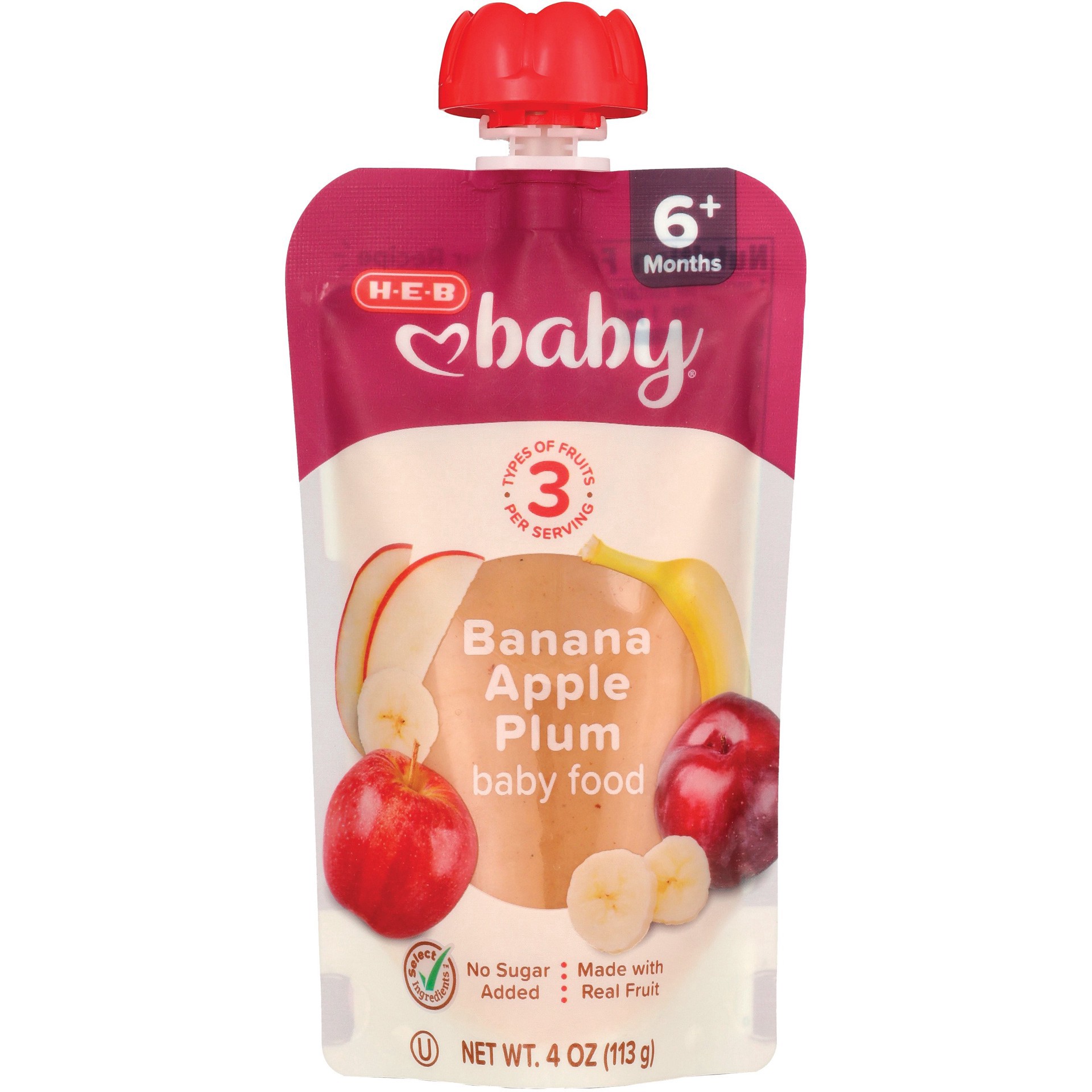slide 1 of 1, H-E-B Baby Food Pouch - Banana Apple & Plum, 4 oz