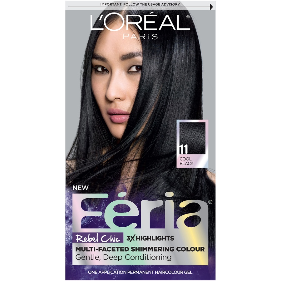 slide 1 of 3, L'Oréal feria cool black hair color, 1 ct