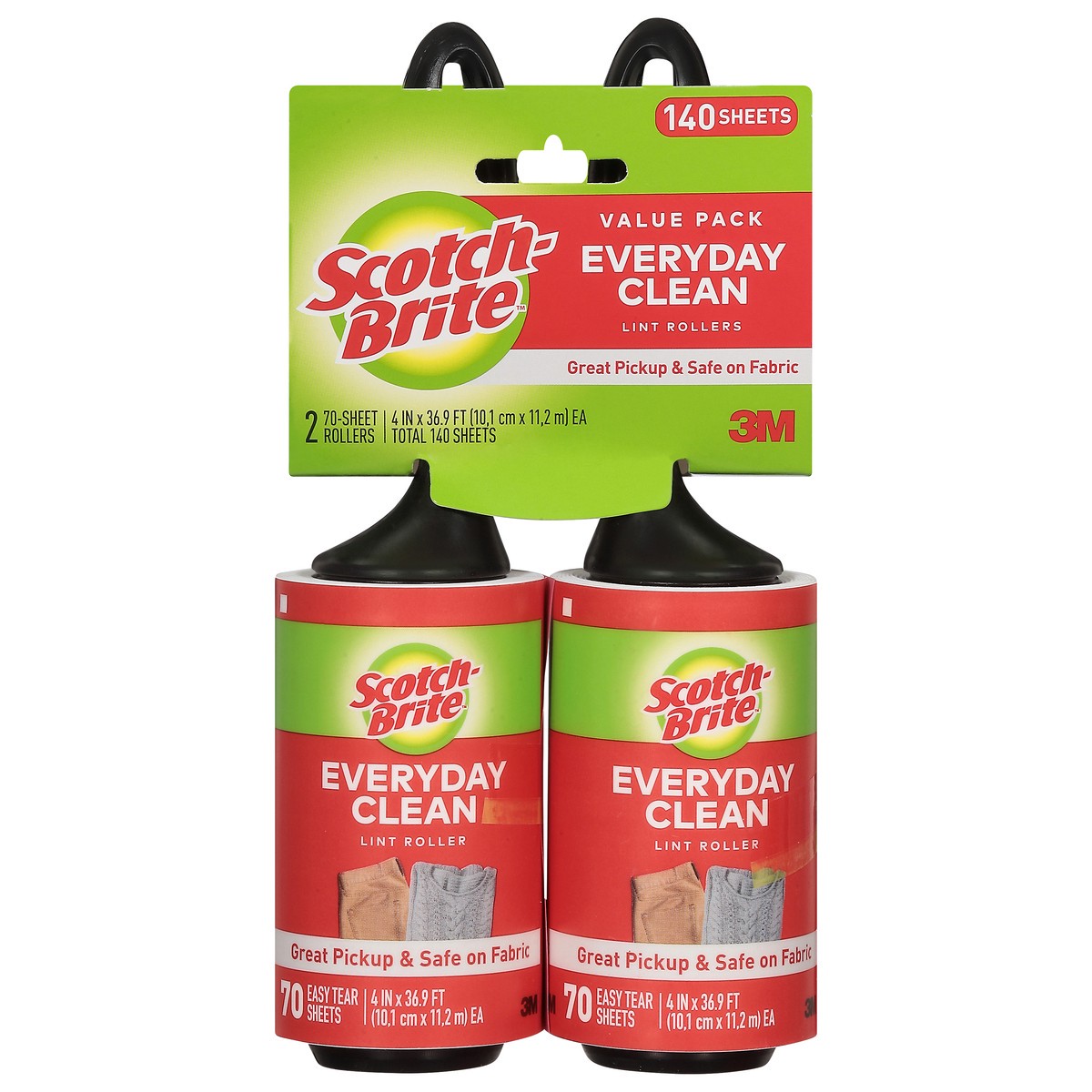 slide 1 of 9, Scotch-Brite Everyday Clean Lint Rollers Value Pack 2 - 70 Sheet Rollers, 2 ct