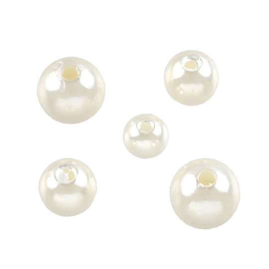 slide 1 of 3, Ivory Plastic Pearl Round Beads By Bead Landing, 6mm-12mm