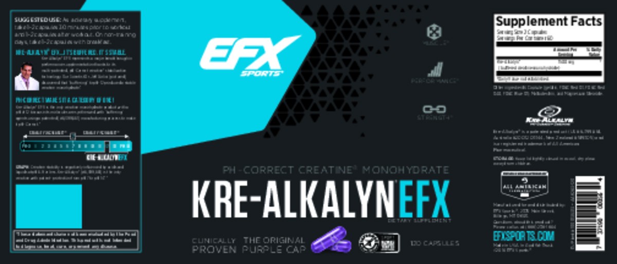 slide 3 of 7, EFX Sports pH Correct Creatine Monohydrate Kre-Alkalyn EFX 120 Capsules, 120 ct