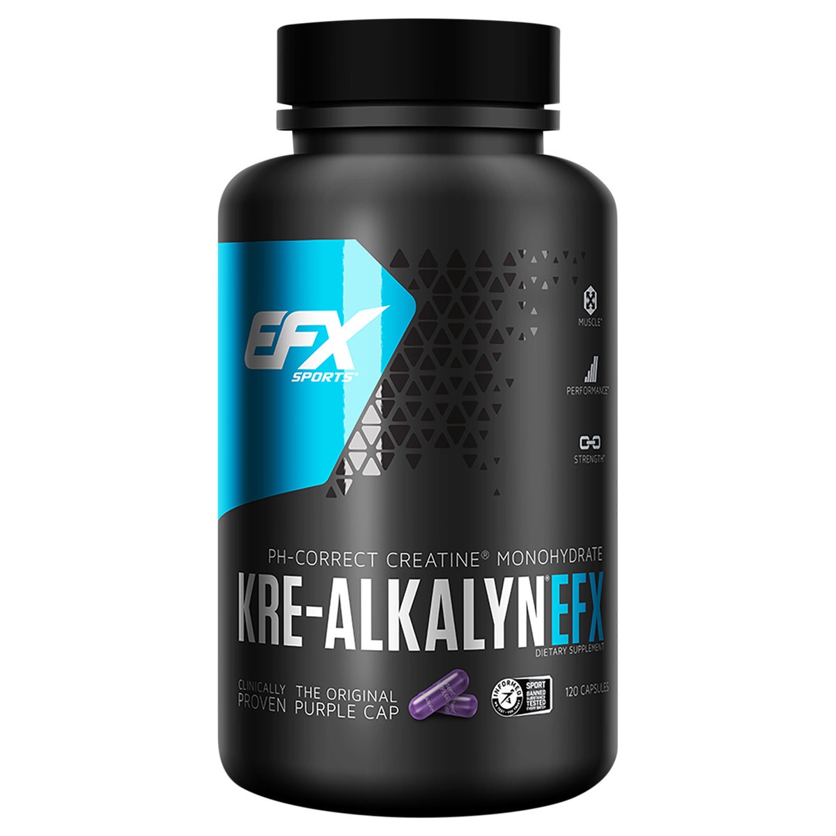slide 4 of 7, EFX Sports pH Correct Creatine Monohydrate Kre-Alkalyn EFX 120 Capsules, 120 ct