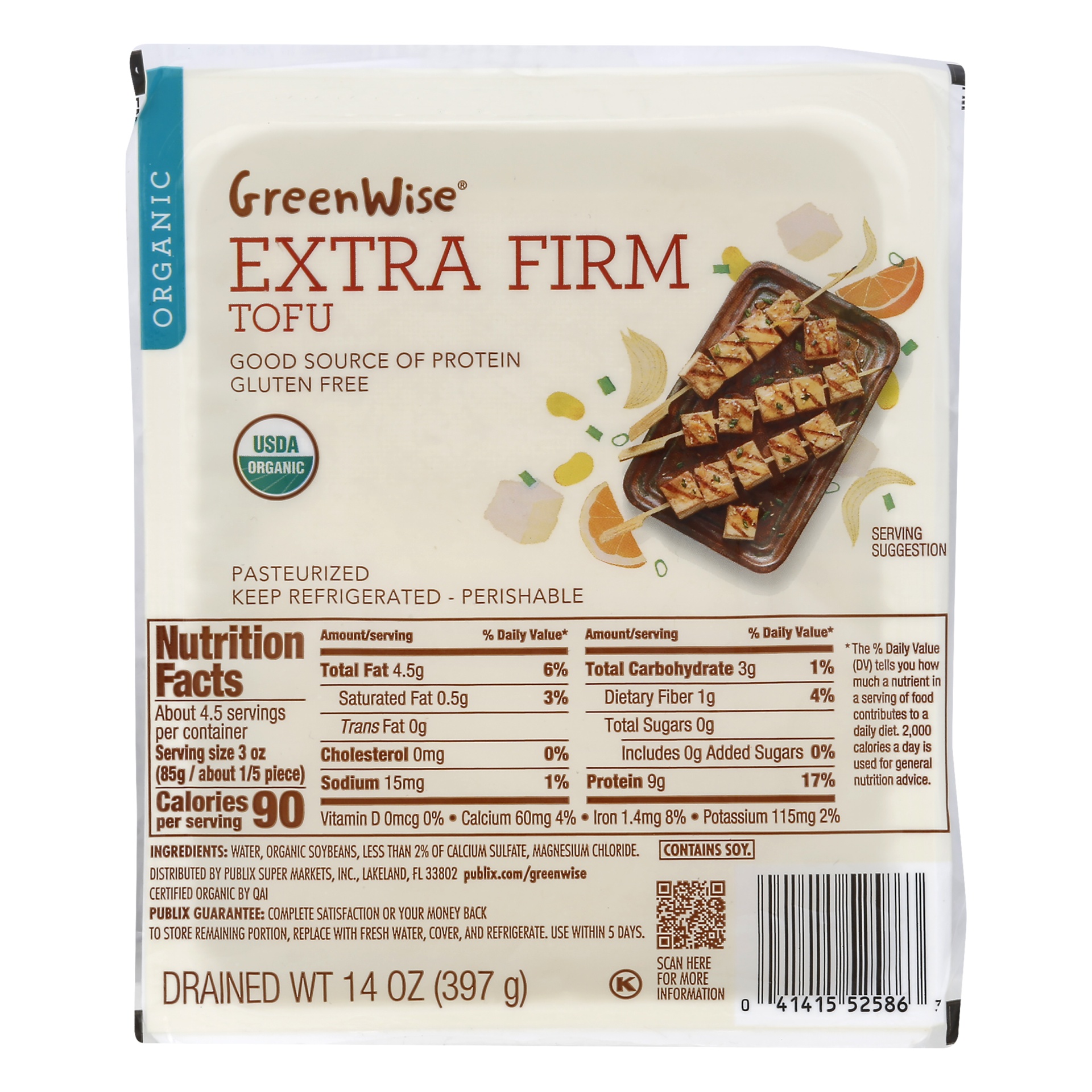 slide 1 of 1, GreenWise Organic Extra Firm Tofu 14.0 oz PEEL PACK, 14 oz