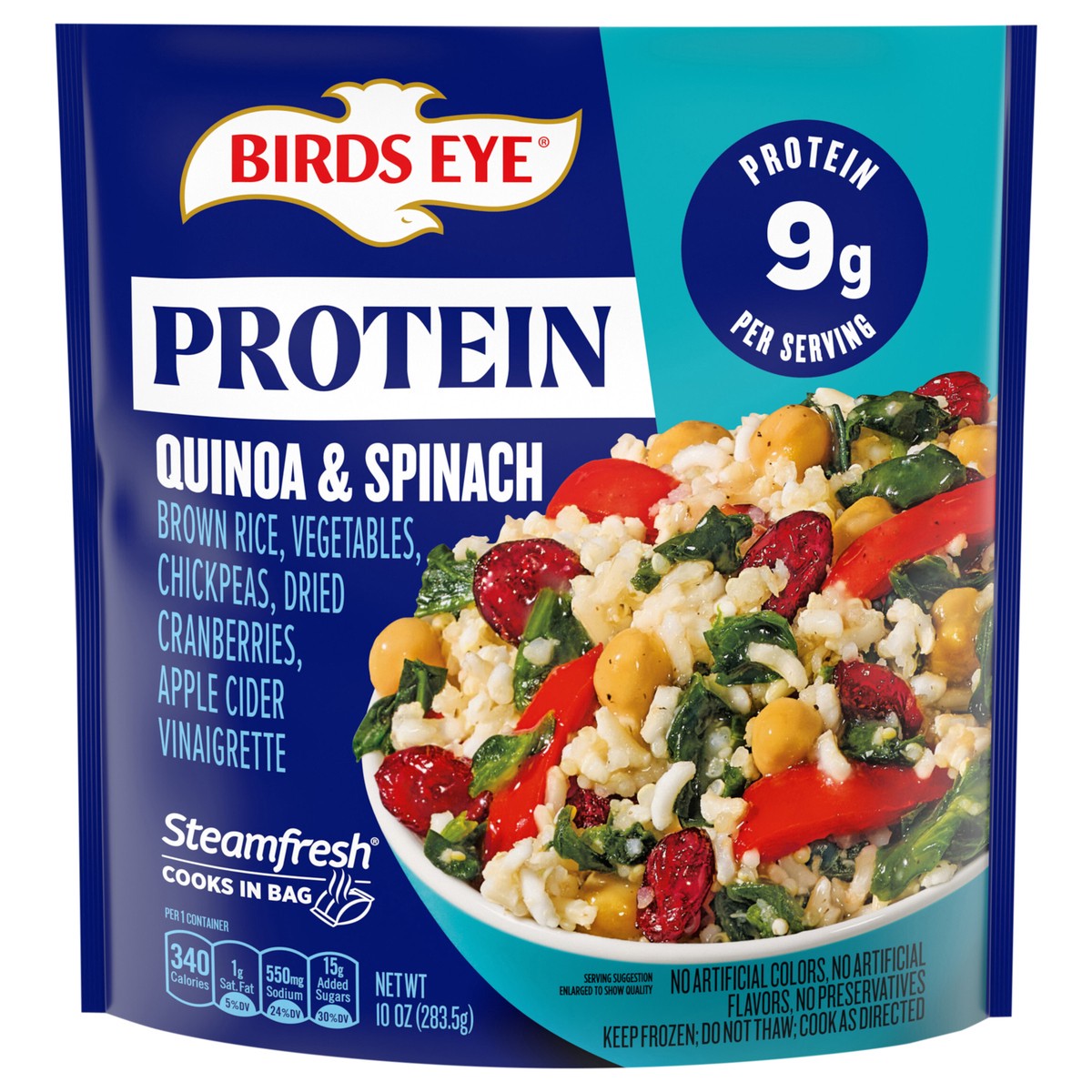 slide 1 of 5, Birds Eye Quinoa & Spinach Power Blend, Frozen Sides, 10 oz. Bag, 10 oz