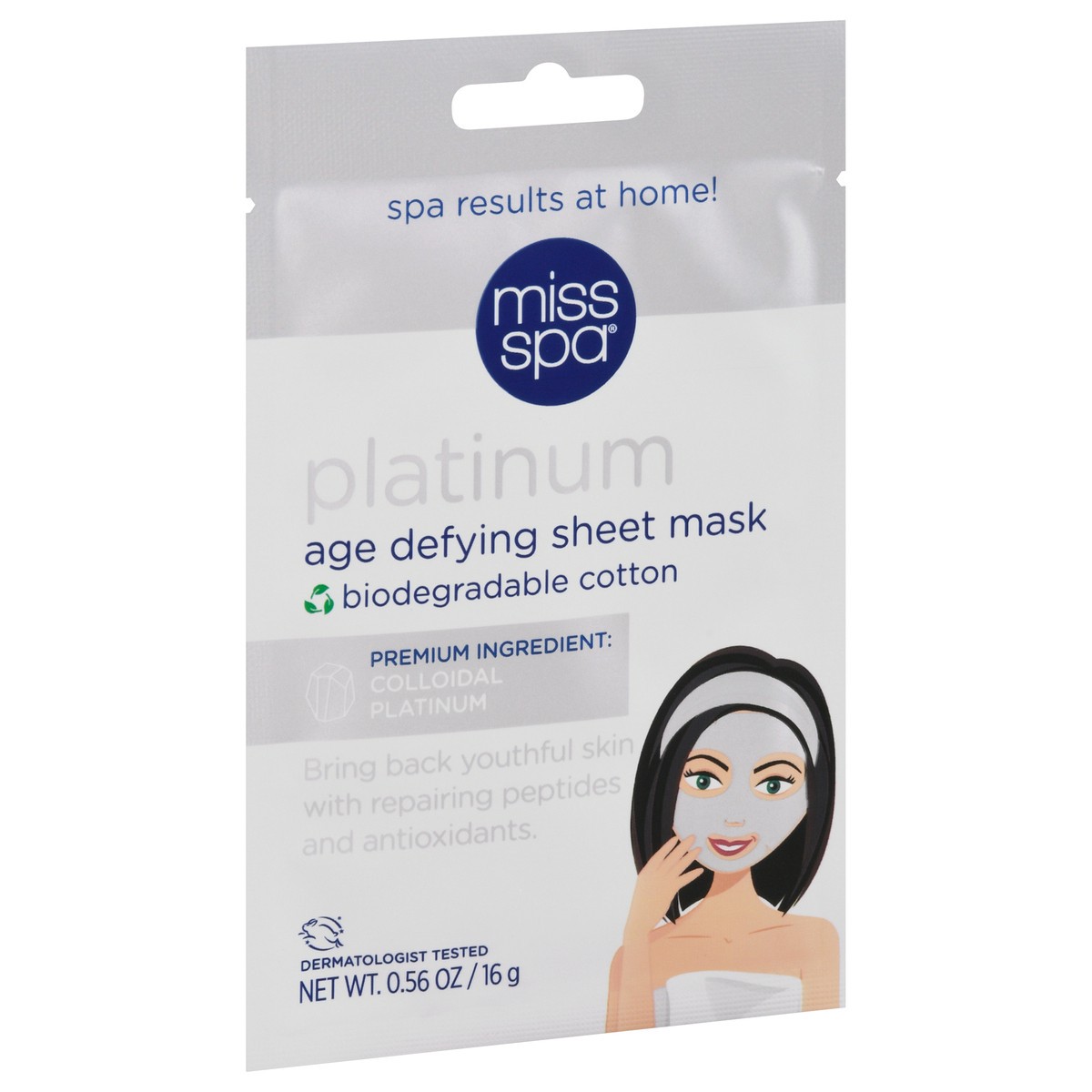 slide 4 of 9, Miss Spa Platinum Age Defying Sheet Mask 0.56 oz, 0.56 oz