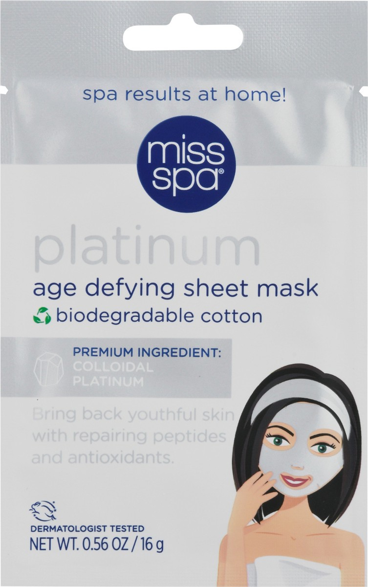 slide 5 of 9, Miss Spa Platinum Age Defying Sheet Mask 0.56 oz, 0.56 oz