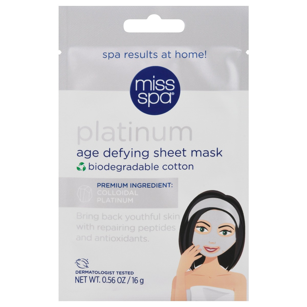 slide 1 of 9, Miss Spa Platinum Age Defying Sheet Mask 0.56 oz, 0.56 oz