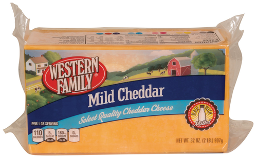 slide 1 of 1, Western Family Mild Cheddar Cheese, 32 oz