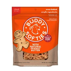 Buddy Softies Soft & Chewy Oven-Baked Treats for Dogs with Natural Peanut Butter - 6 oz