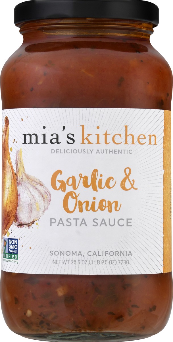 slide 1 of 9, Mia's Kitchen Garlic & Onion Pasta Sauce 25.5 oz, 25.5 oz