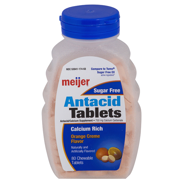 slide 1 of 1, Meijer Antacid Tablets, Sugar-Free, Orange Creme, 80 ct