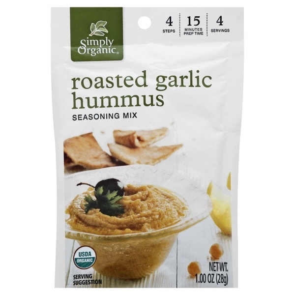 slide 1 of 1, Simply Organic Organic Roasted Garlic Hummus Seasoning, 1 oz