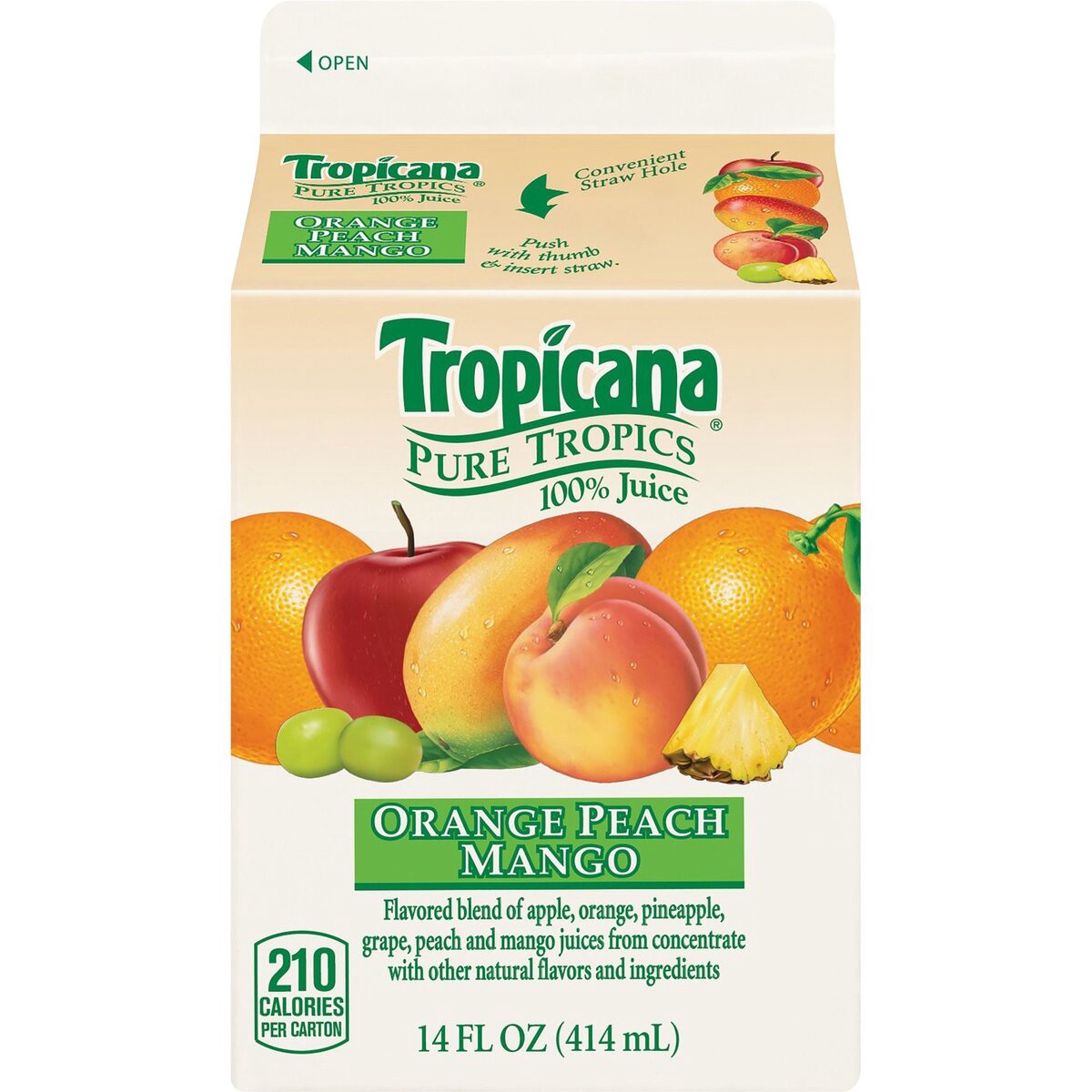 slide 7 of 11, Tropicana 100% Juice, 14 oz