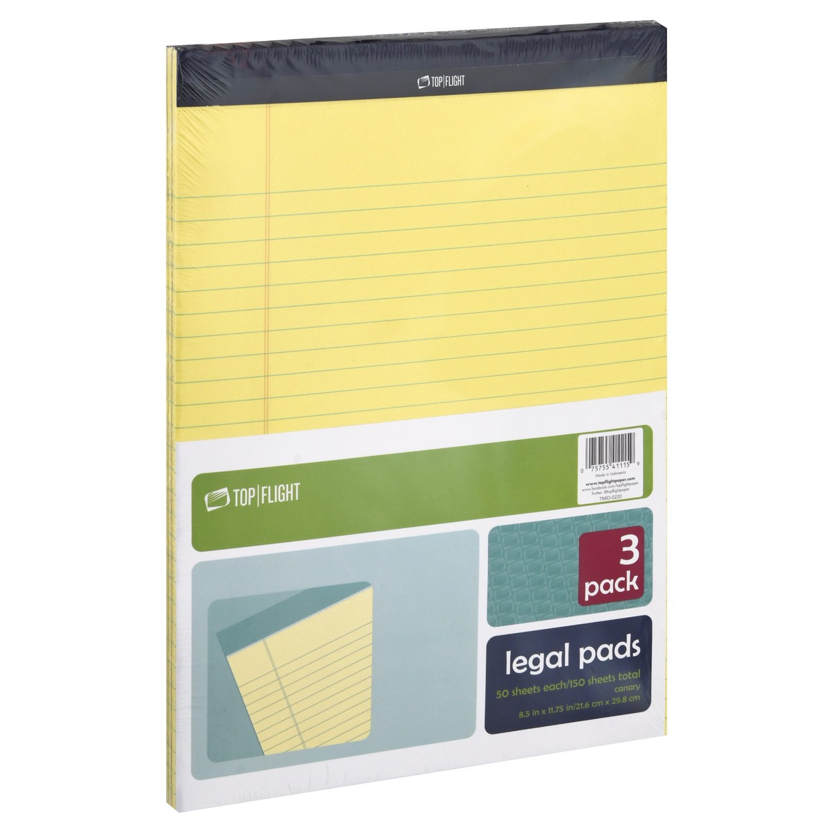 slide 11 of 11, Top Flight Canary Legal Pads, 8.5 ft x 11 ft