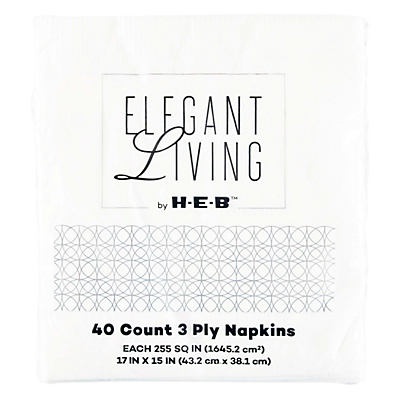 slide 1 of 1, H-E-B White Dinner Napkins, 40 ct