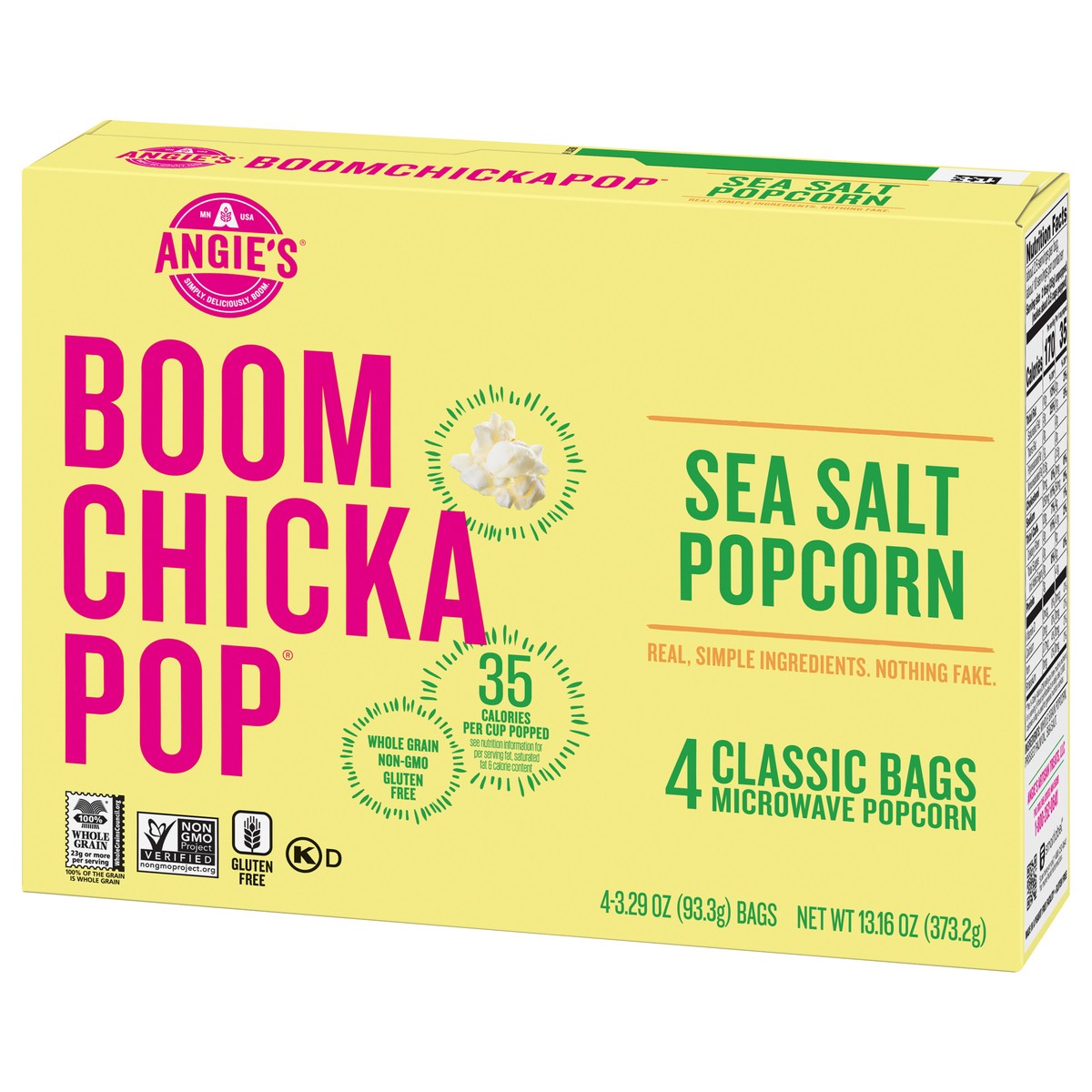 slide 7 of 9, BOOMCHICKAPOP Angies Sea Salt Microwave Popcorn, 4 ct; 3.29 oz