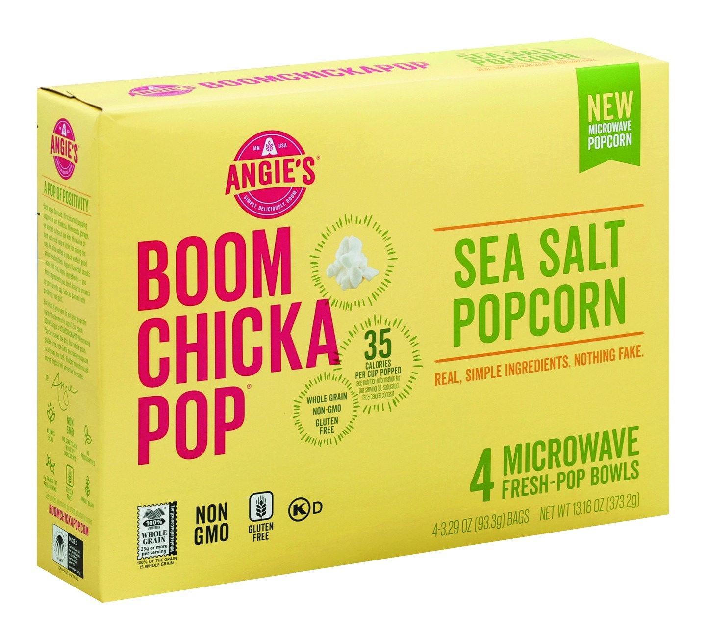 Angie’s BOOMCHICKAPOP Sea Salt Microwave Popcorn 4 ct; 3.29 oz | Shipt