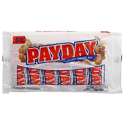 slide 1 of 1, PAYDAY Peanut Caramel Candy Bars, 1.85 oz (6 Count), 1.85 oz