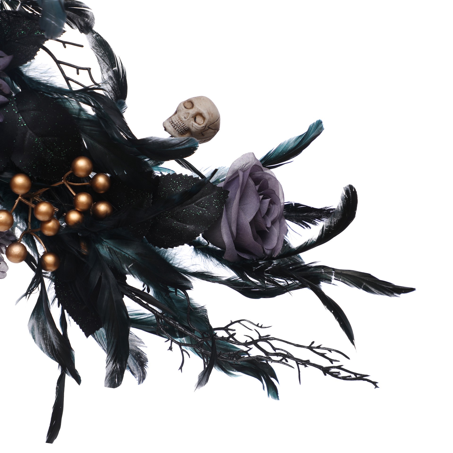 slide 2 of 3, 27" Purple & Black Rose & Feather Wall Decor By Ashland, 27 in x 18 in x 7 in