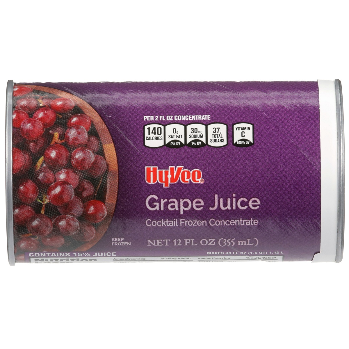 slide 1 of 1, Hy-vee Grape Juice Cocktail Frozen Concentrate, 12 fl oz