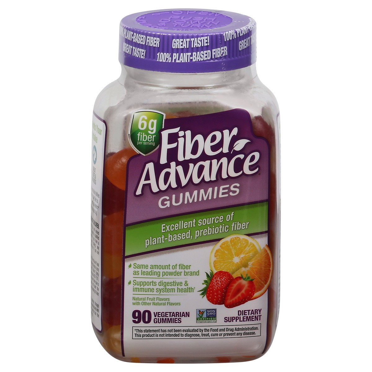 slide 1 of 13, FiberAdvance Vegetarian Gummies Natural Fruit Flavors Prebiotic Fiber 90 Gummies, 90 ct