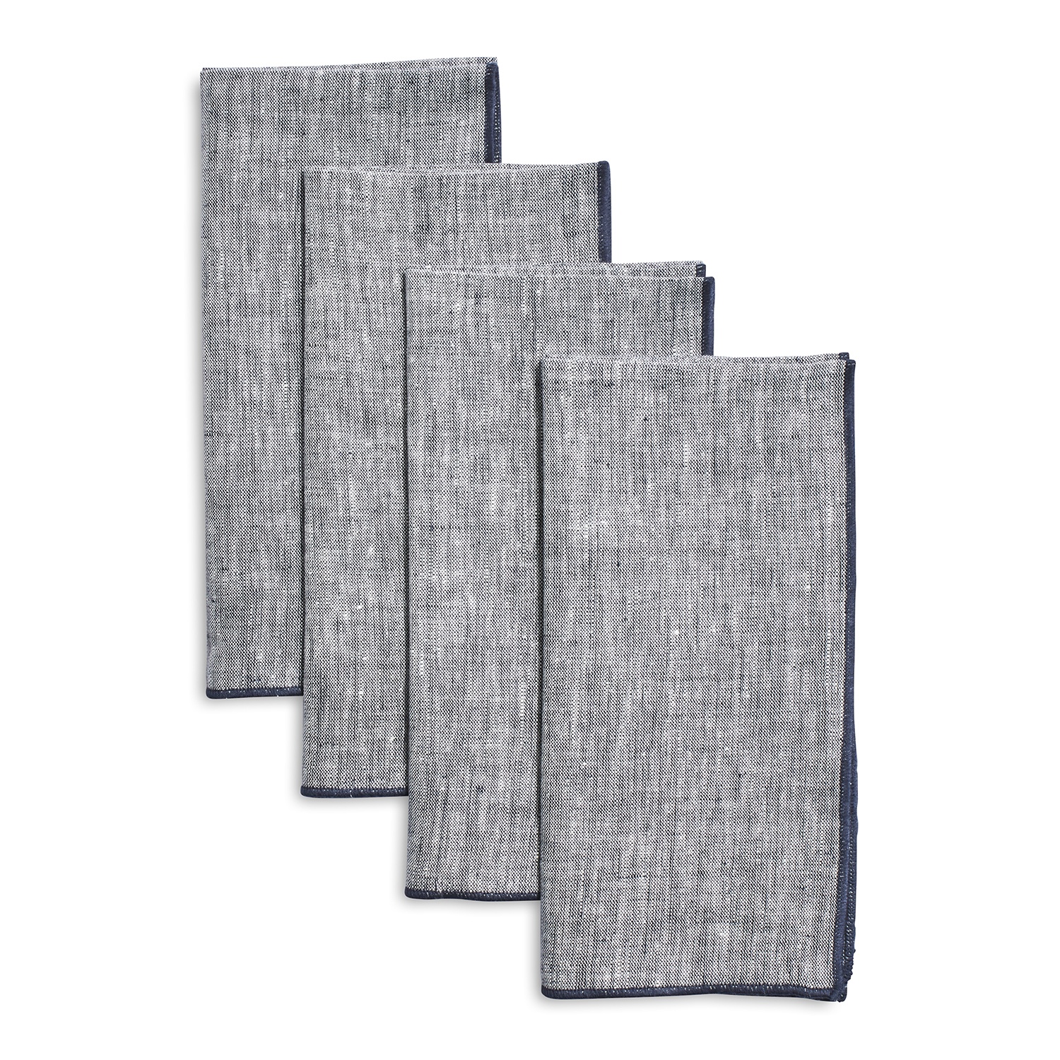 slide 1 of 1, Sur La Table Embroidered-Edge Linen Napkins, Gray, 4 ct