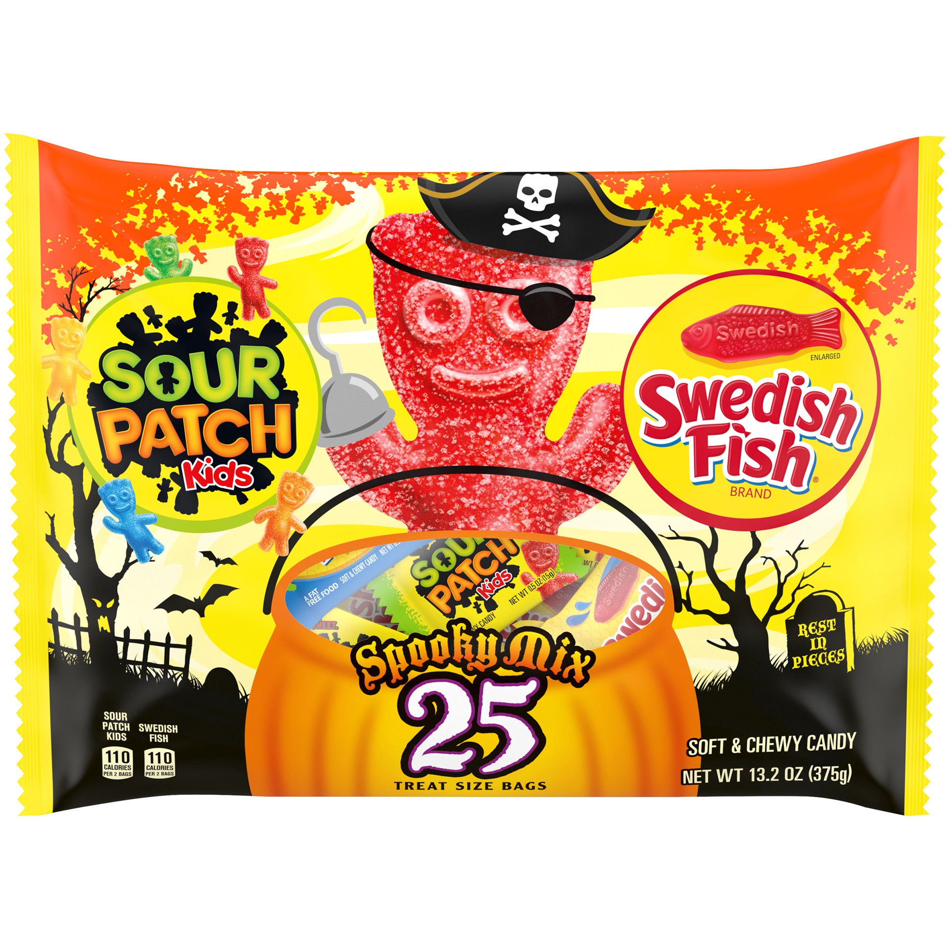 slide 1 of 8, Sour Patch/Swedish Fish Red SOUR PATCH KIDS Candy and SWEDISH FISH Candy Halloween Candy Variety Pack, 25 Trick or Treat Snack Packs, 0.83 lb