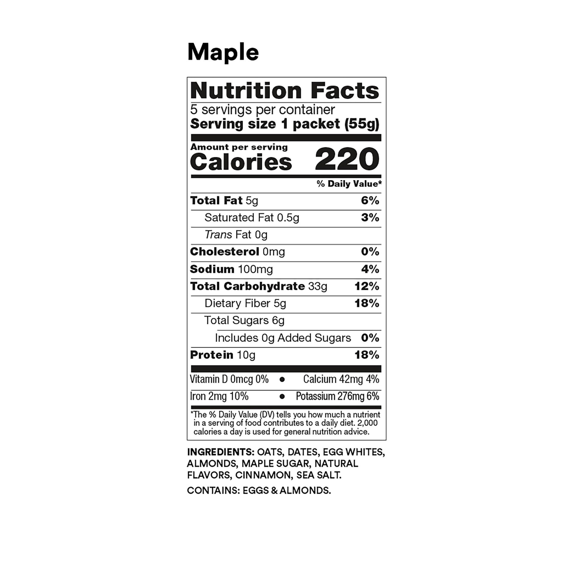 slide 2 of 2, RX A.M. Oats Oatmeal Packet, Maple, 10g Protein, 9.7oz Box, 5 Count, 9.7 oz