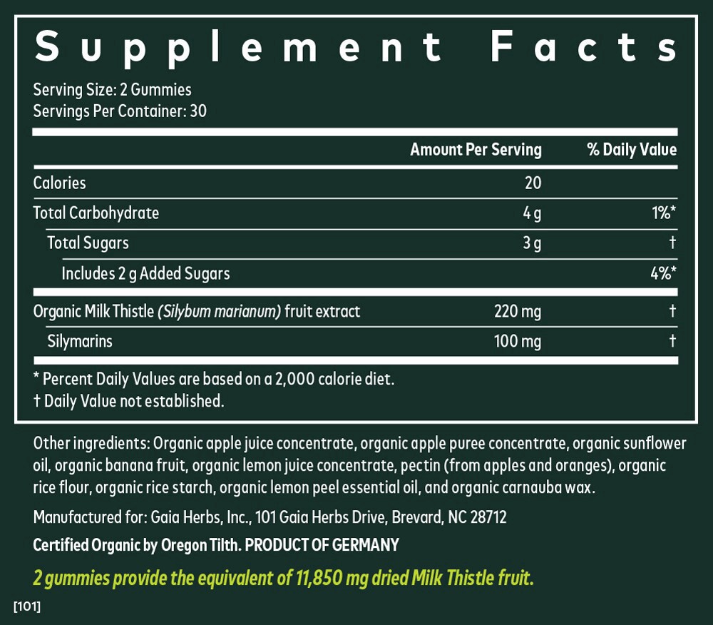 slide 2 of 2, Gaia Milk Thistle Lemon Gummy, 60 ct