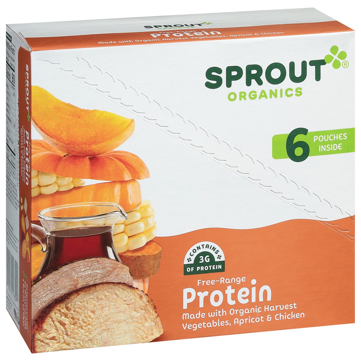 slide 12 of 12, Sprout Organics Protein Organic Harvest Vegetables, Apricot & Chicken 6 - 4 oz Pouches, 6 ct