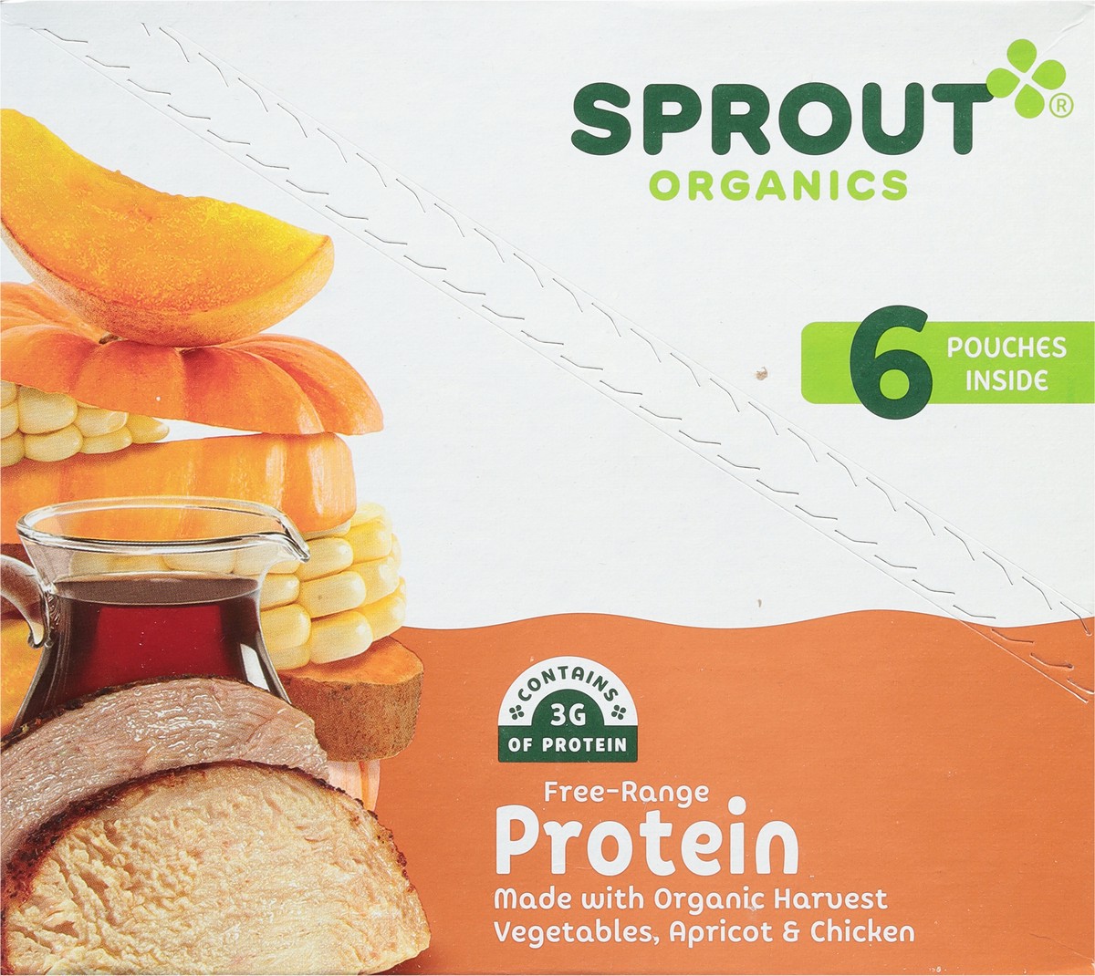 slide 5 of 12, Sprout Organics Protein Organic Harvest Vegetables, Apricot & Chicken 6 - 4 oz Pouches, 6 ct