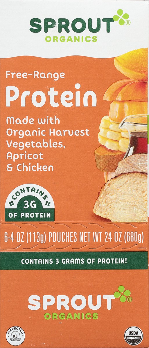 slide 10 of 12, Sprout Organics Protein Organic Harvest Vegetables, Apricot & Chicken 6 - 4 oz Pouches, 6 ct