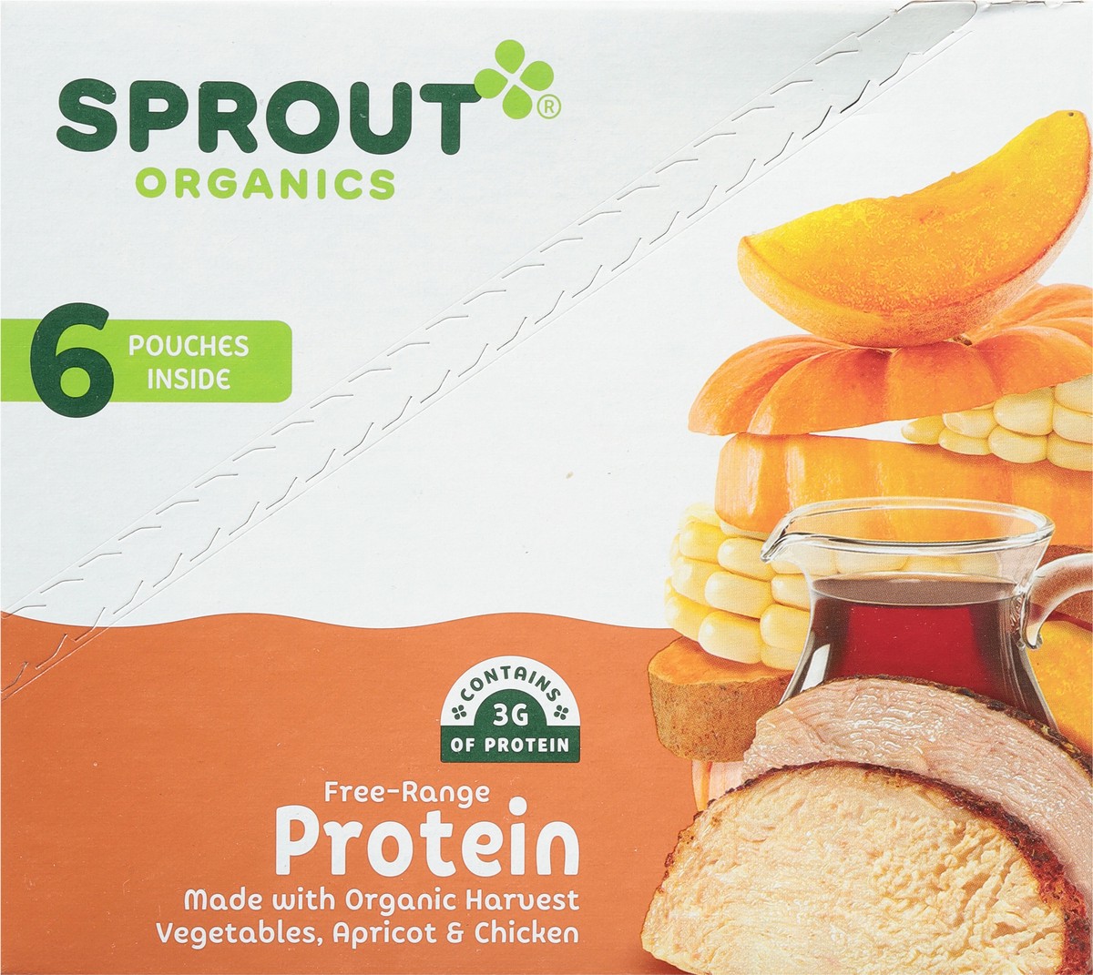 slide 11 of 12, Sprout Organics Protein Organic Harvest Vegetables, Apricot & Chicken 6 - 4 oz Pouches, 6 ct