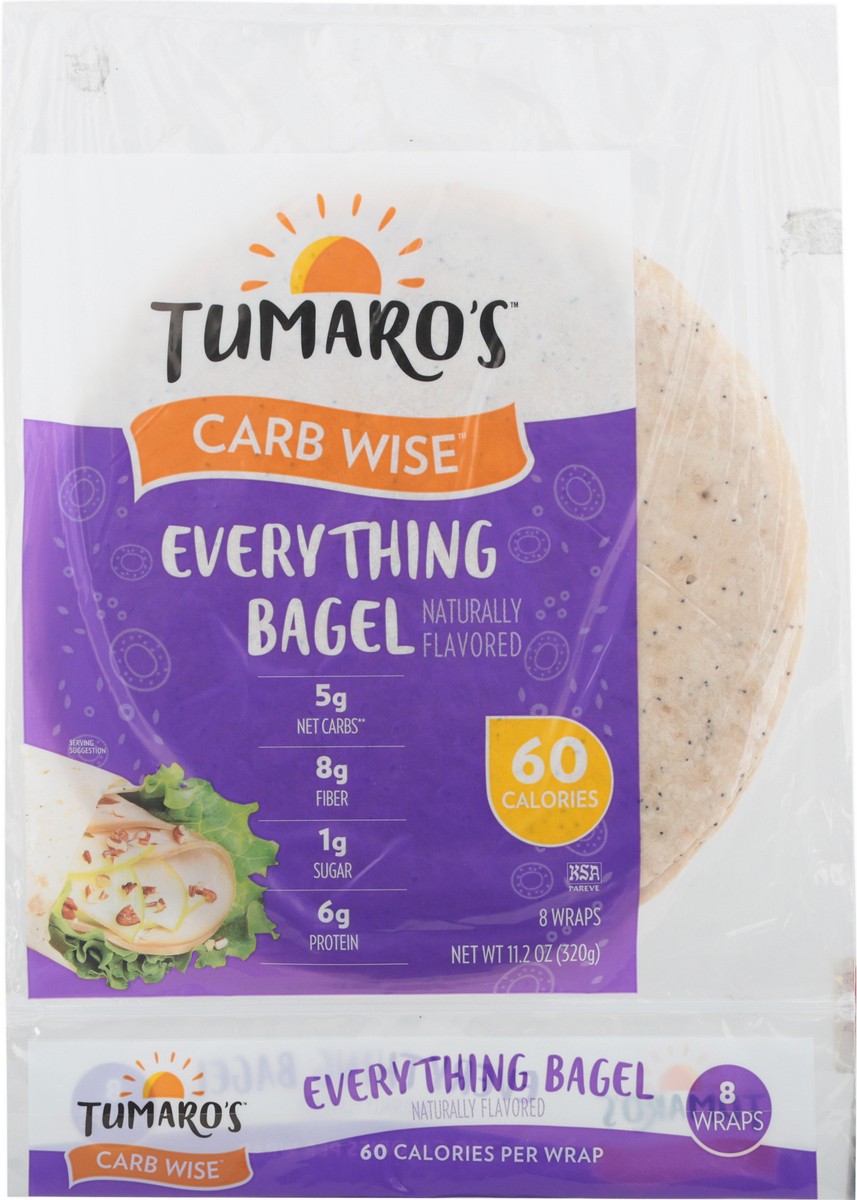 slide 12 of 12, Tumaro's Carb Wise Everything Bagel Wraps 8 ea, 8 ct