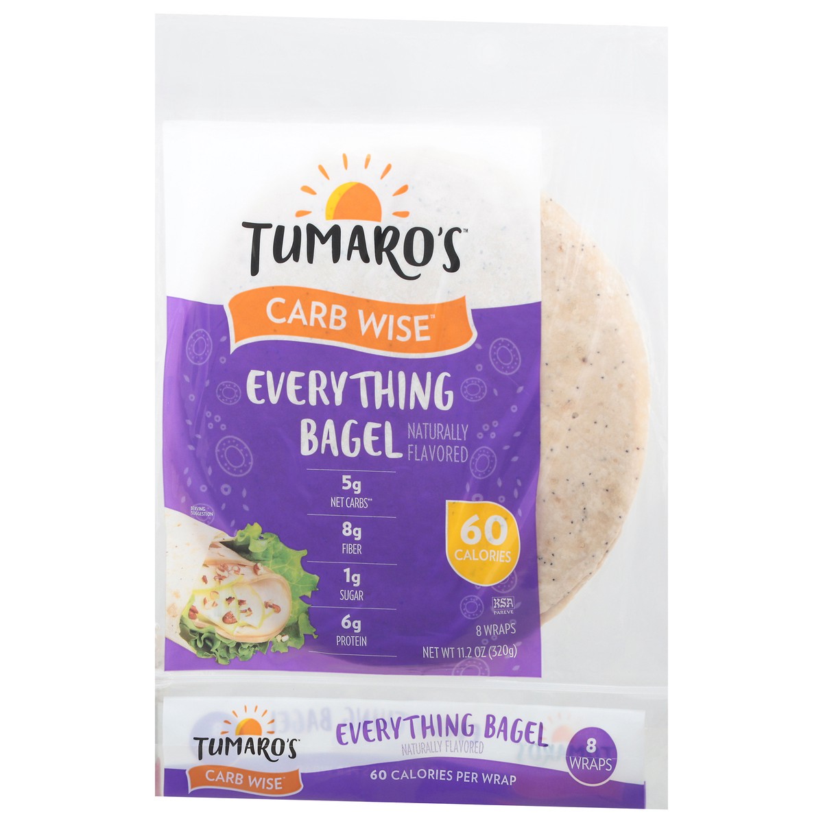 slide 5 of 12, Tumaro's Carb Wise Everything Bagel Wraps 8 ea, 8 ct