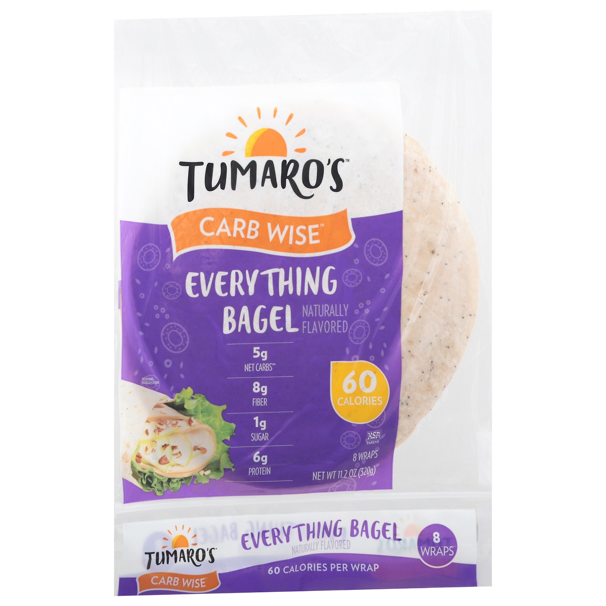 slide 8 of 12, Tumaro's Carb Wise Everything Bagel Wraps 8 ea, 8 ct