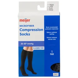 Meijer Microfiber Compression Socks, Black, Large, 1 Pr